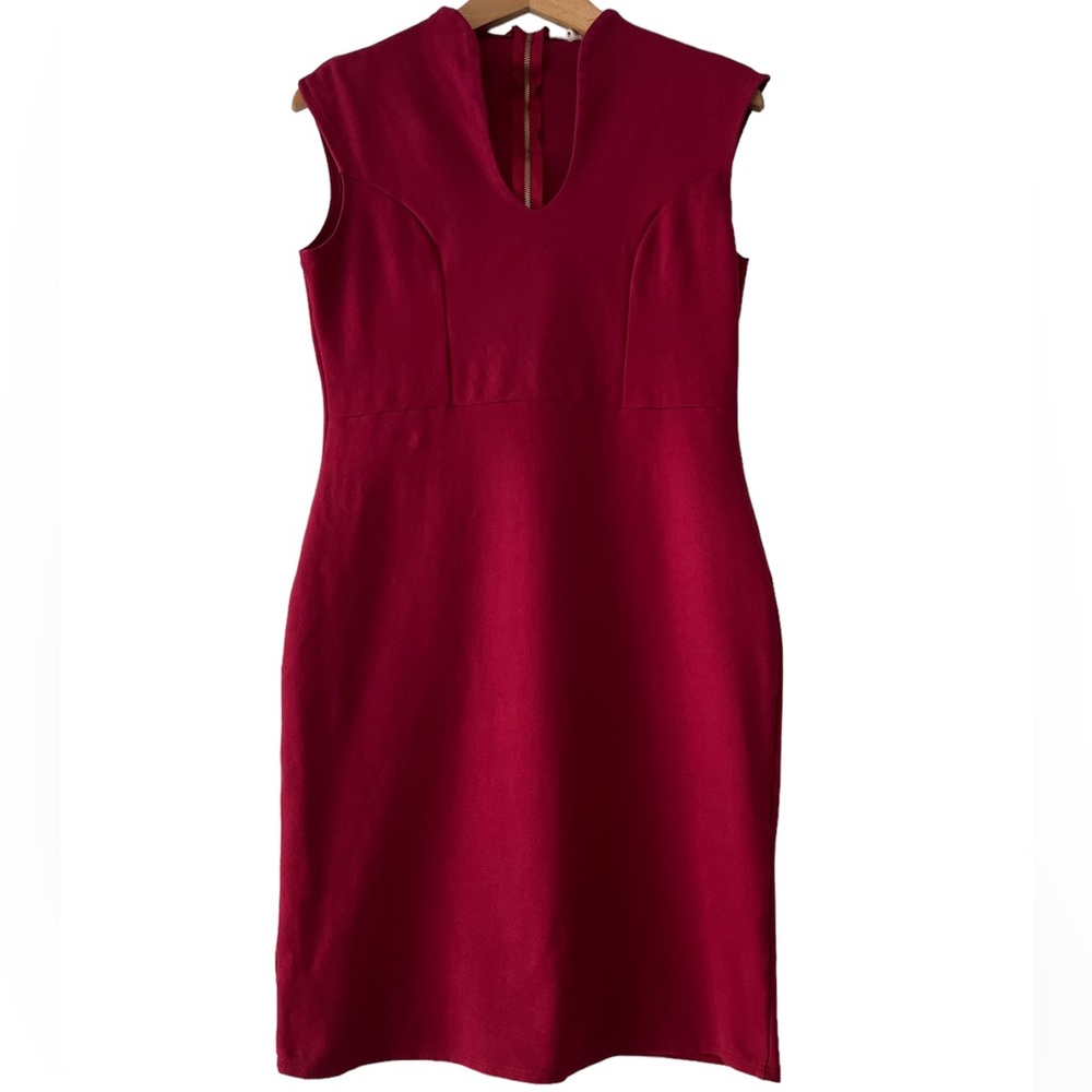Rolla Coster, Dark Red midi / mini pencil skirt, sleeveless dress, Size: L